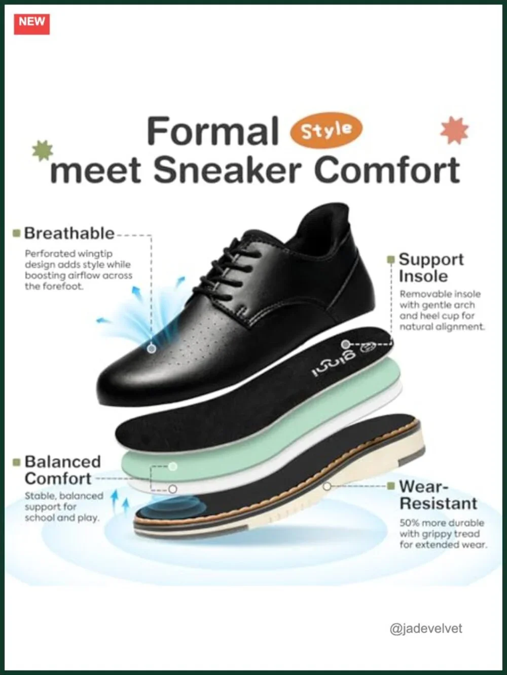 Boys Slip-On Comfort Dress Oxfords Lace-Up Casual Sneakers Hands-Free Flexible